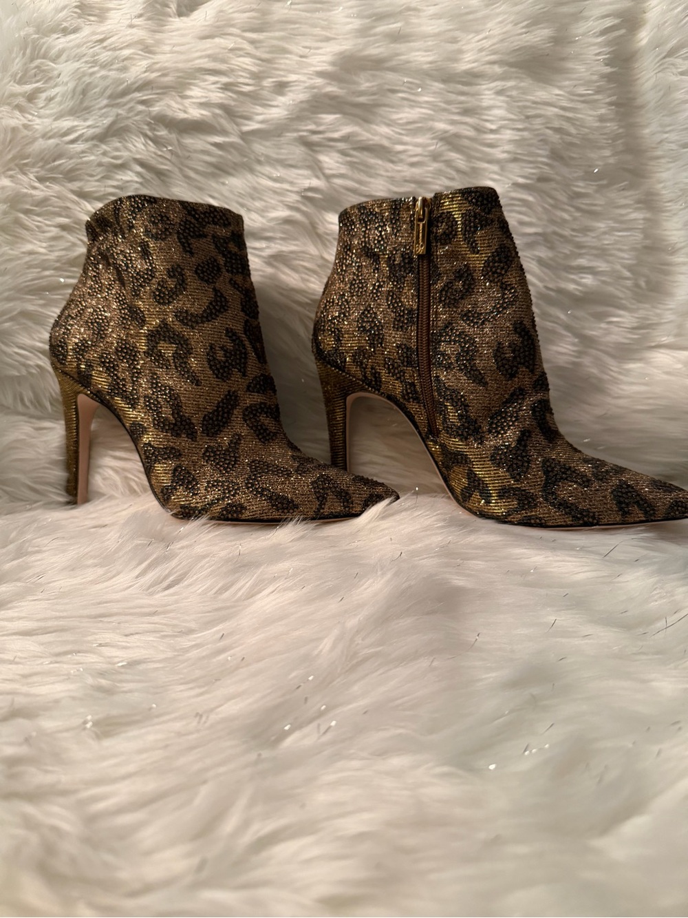 Jessica Simpson Leopard Print Pointed Toe Ankle Boots